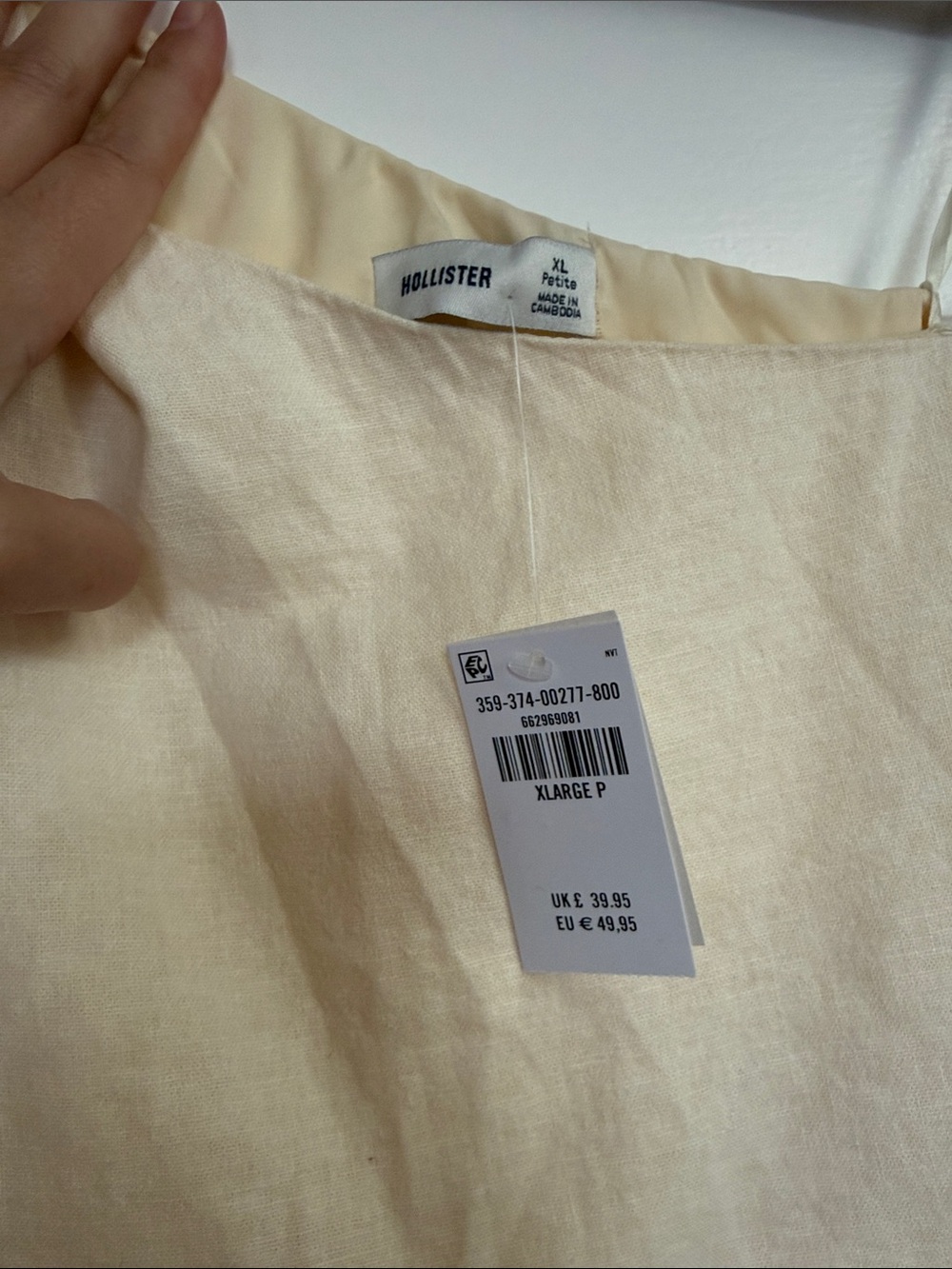 Hollister Linen Blend One-Shoulder Twist Ivory Mini Dress Size XL Petite - Picture 3 of 10